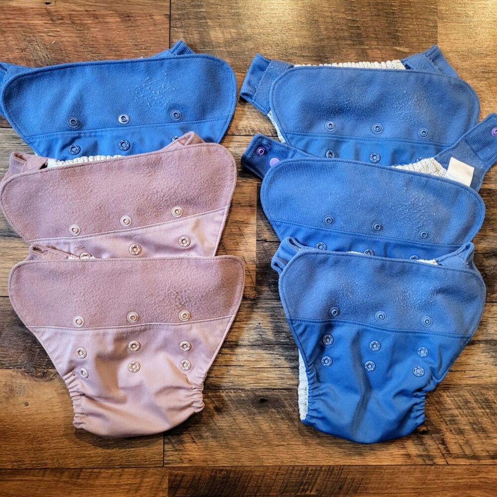 Grovia Hybrid Lot of 6 Project Shells Al2 Cloth Diaper Covers Blue Purple